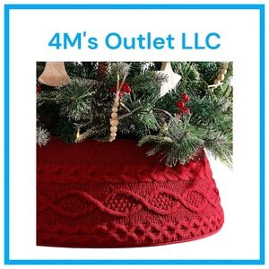 Red Knit Christmas Tree Skirt
